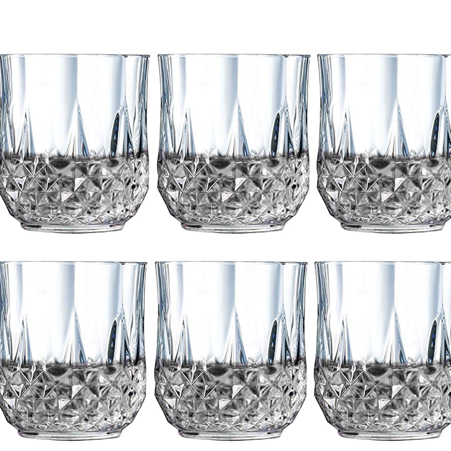 Heavy Unbreakable Stylish Look Fully Transparent Glasses Set 250ml (6pcs) - Happy Price - Image 1