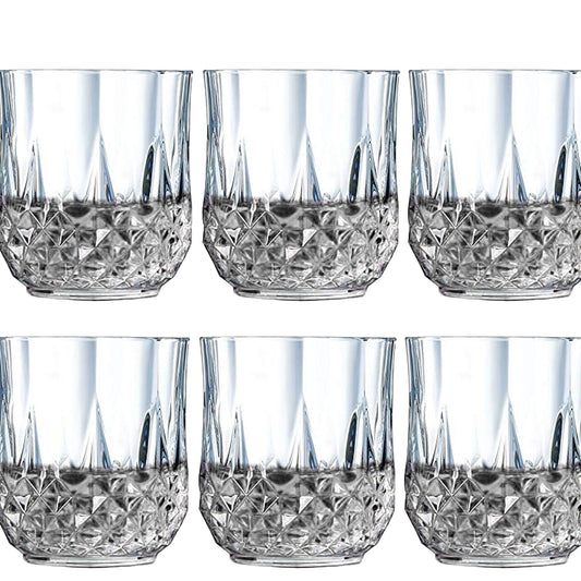 Heavy Unbreakable Stylish Look Fully Transparent Glasses Set 250ml (6pcs) - Happy Price - Image 1