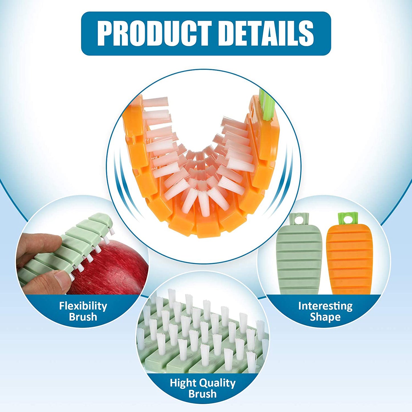 Plastic Fruit  Vegetable Brush (1 Pc) - Happy Price - Image 2