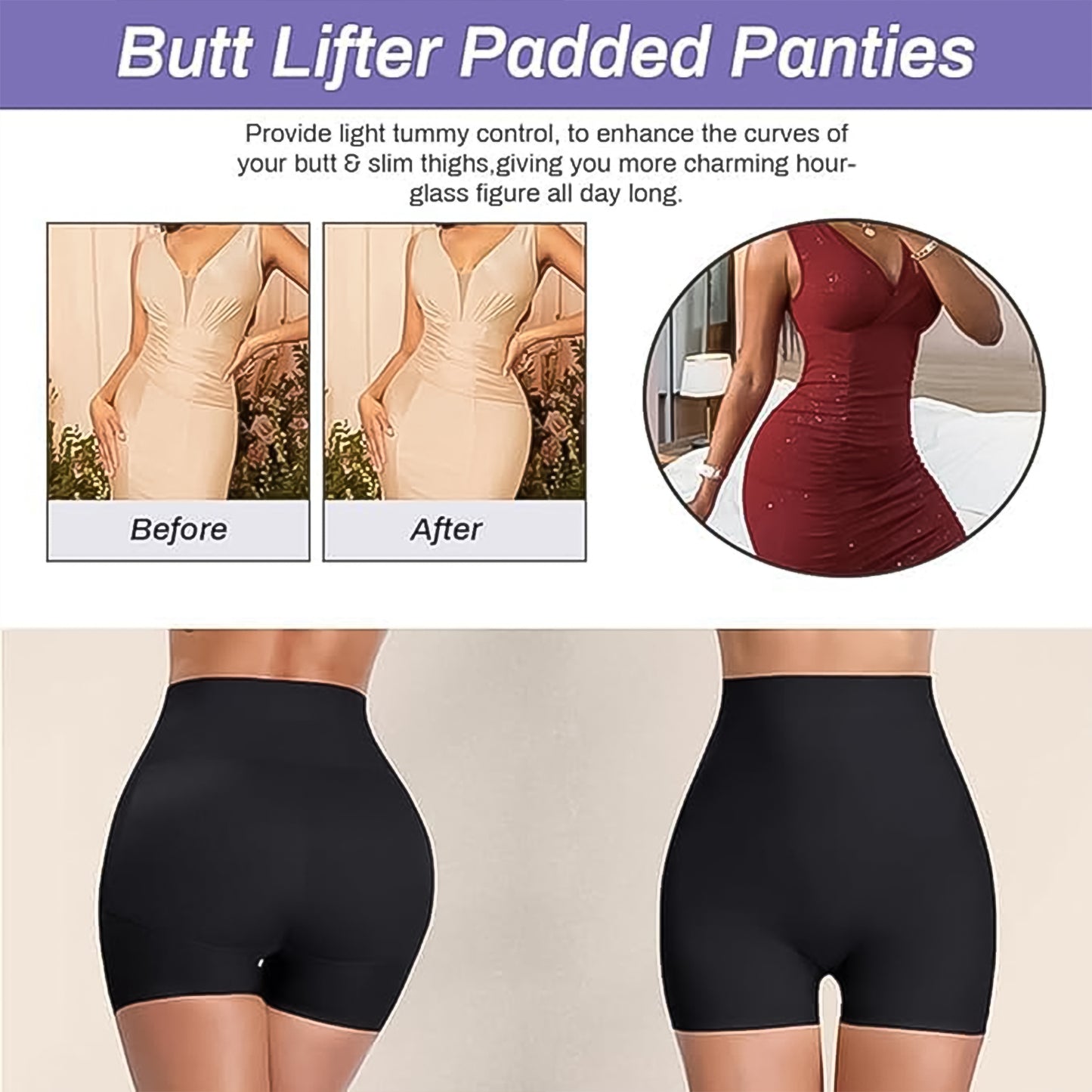 Womens Butt Lifter Padded Underwear Hip Pads Body Shaper Control Knickers Hip Pad (1 Pc  Large) - Happy Price - Image 3