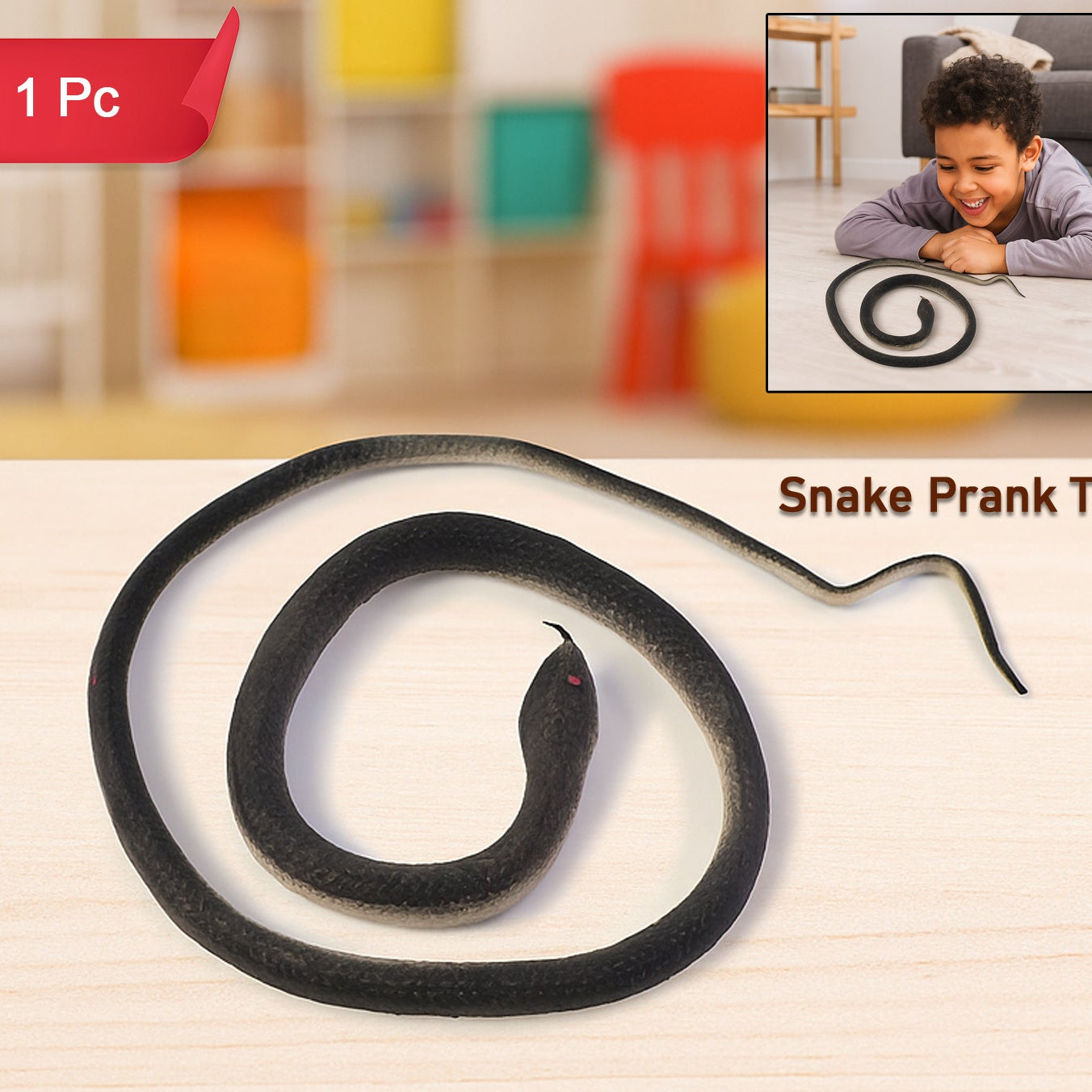 Realistic Rubber Snake Toy - 1 Pc Flexible Fake Snake for Pranks & Garden - Happy Price - Image 1