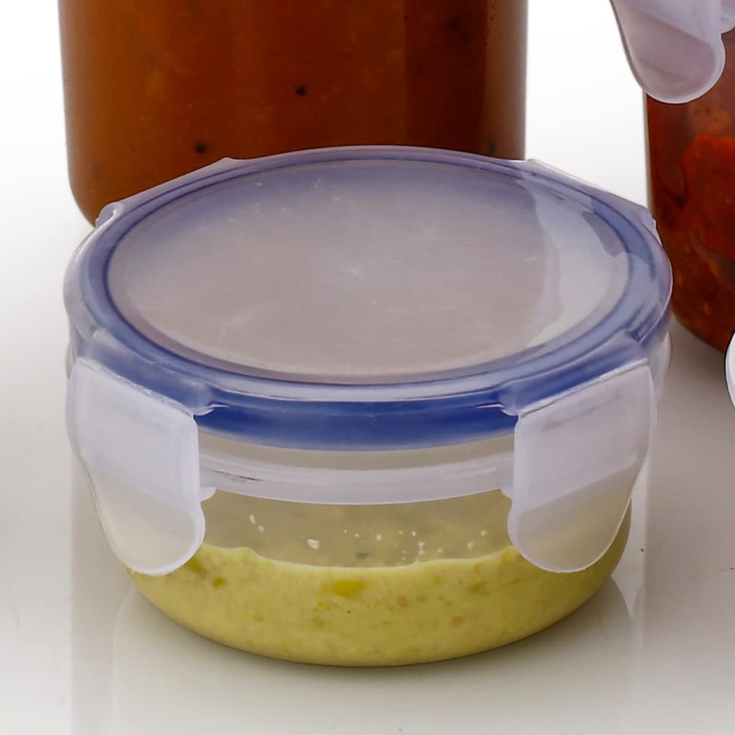 5830 Plastic Liquid Round Airtight Food Storage Container With Leak Proof Locking Lid Bpa Free Container For Kitchen 5 Pcs Set (Transparent  ( Approx Capacity 110 Ml160 Ml210 Ml400 Ml500 Ml) - Happy Price - Image 6