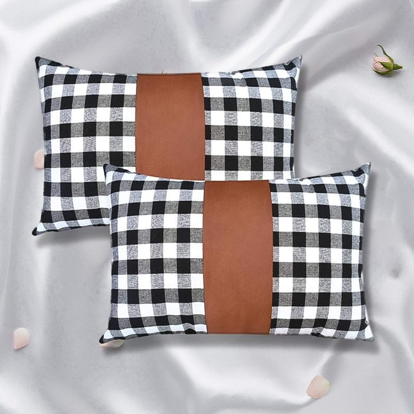 Pillow Covers Leather  Cotton Cushion Covers (17  17 Inch  1 Pair  2 Pc) - Happy Price - Image 2