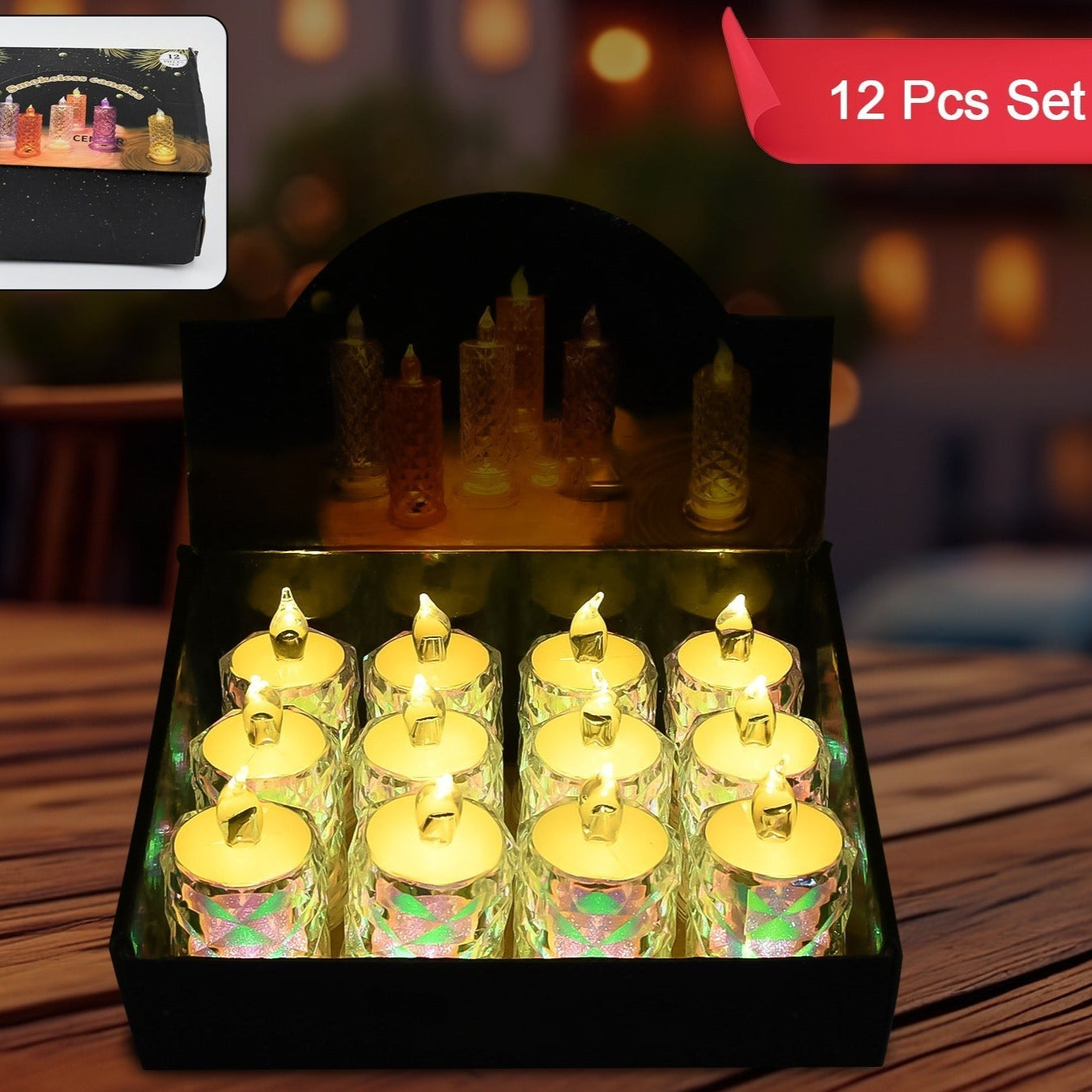Festive Lighting For Any Occasion 12 Pack Led Tealight Candles - Happy Price - Image 1