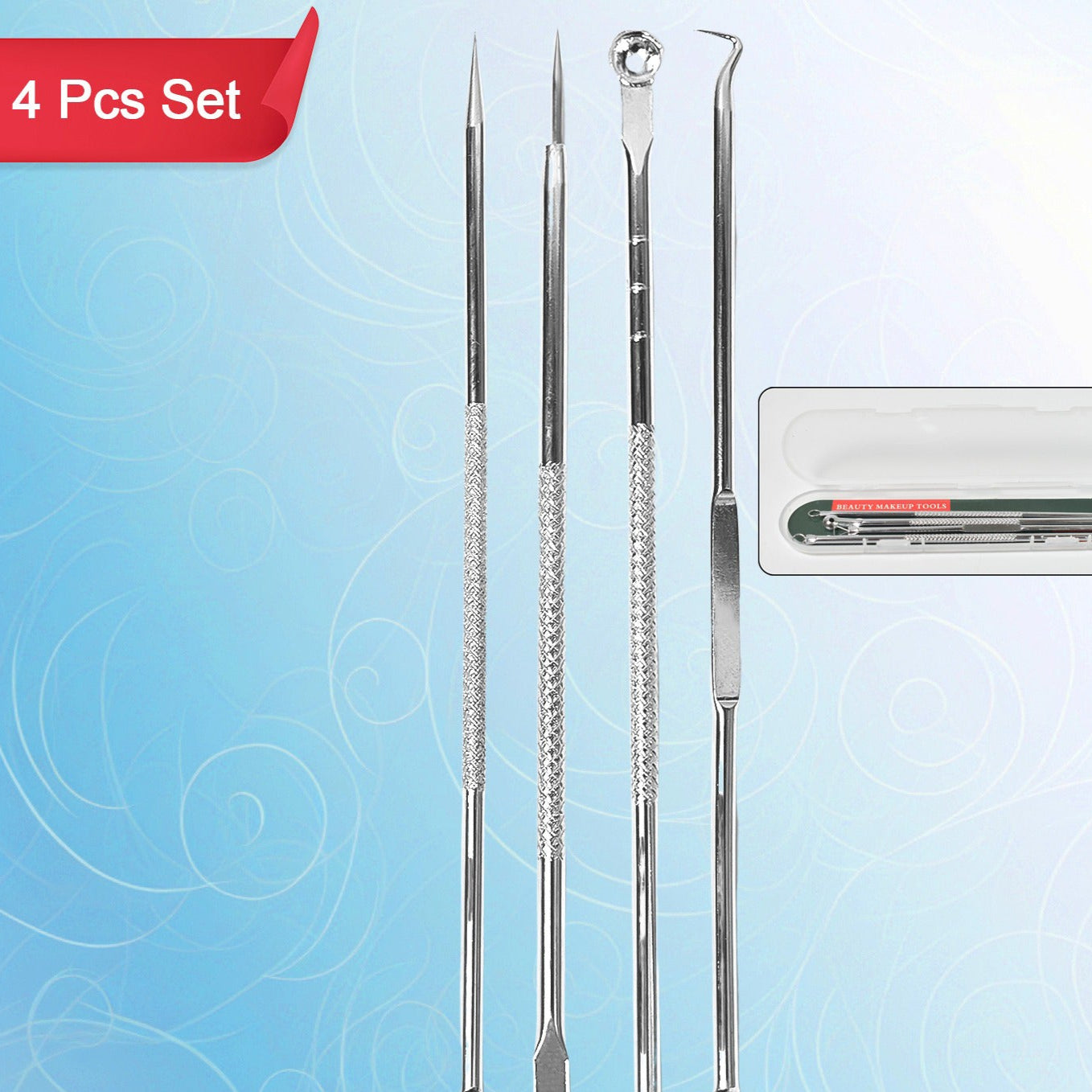 Blackhead Remover 4-in-1 Stainless Steel Pimple Extractor Tool (1 Pc) - Happy Price - Image 1