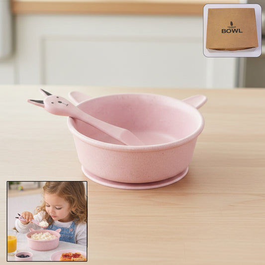 HappyPrice Kids Feeding Bowl Set with Cute Spoon (240ml, 1 Set) - Anti-Slip Toddler Bowl with Handles - Happy Price - Image 1