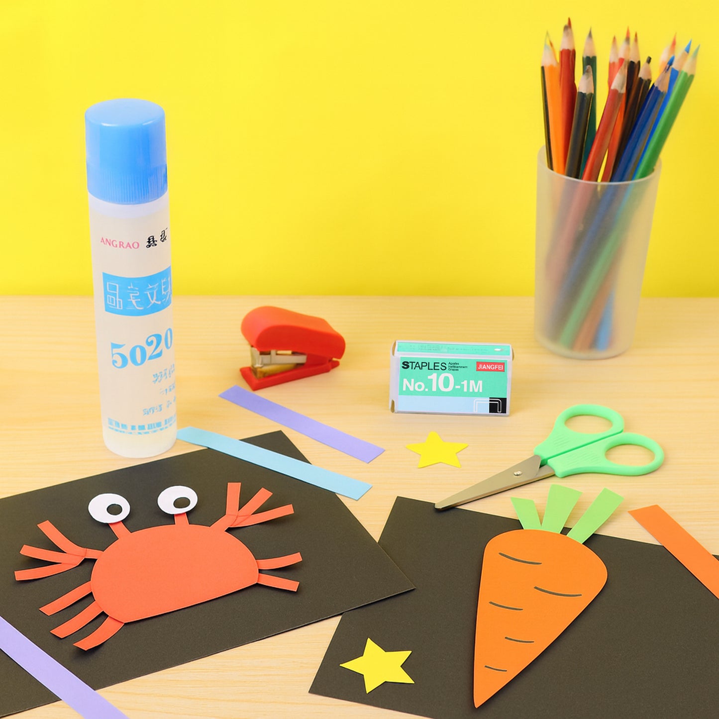 4 Pc Kids Craft & Stationery Set with Safety Scissors, Stapler, Glue & Staples - Happy Price - Image 6