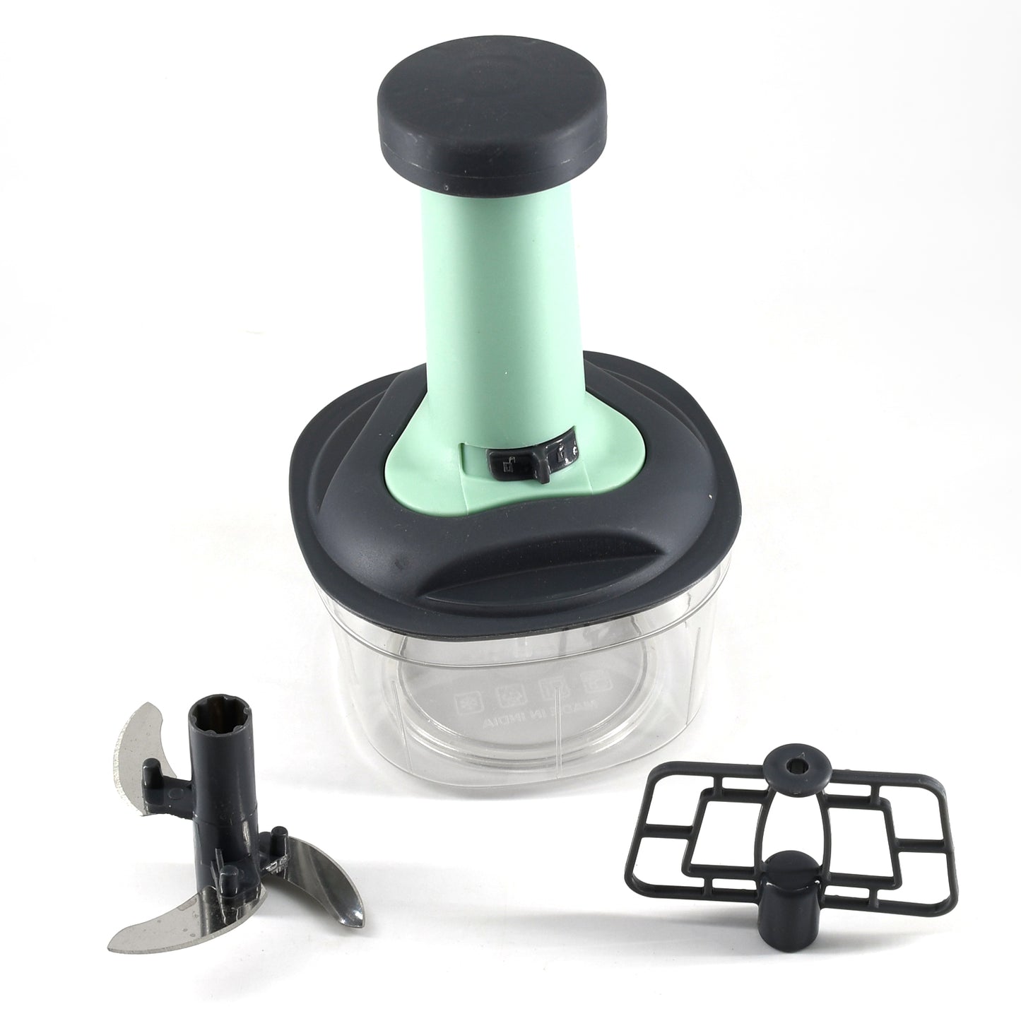 Push Chopper Manual Food Chopper And Hand Push Vegetable Chopper Cutter Mixer Set For Kitchen With 3 Stainless Steel Blade. - Happy Price - Image 6