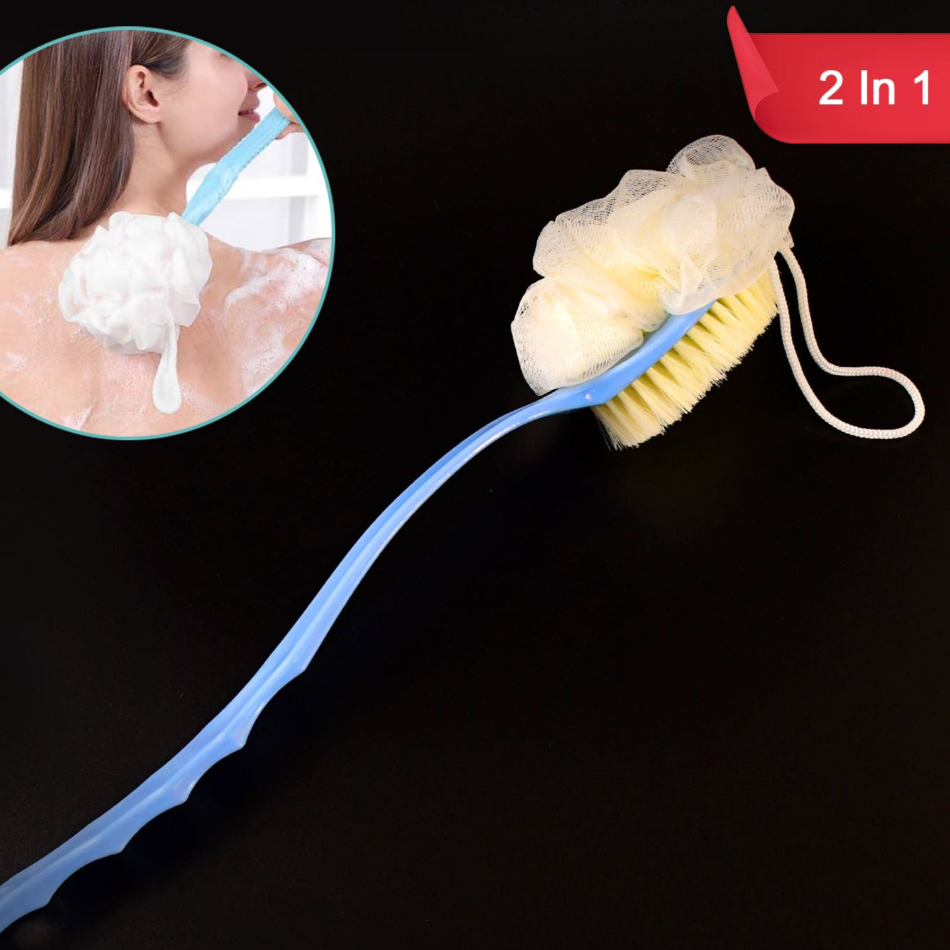 2in1 Bath Brush With Long Handle - Happy Price - Image 1