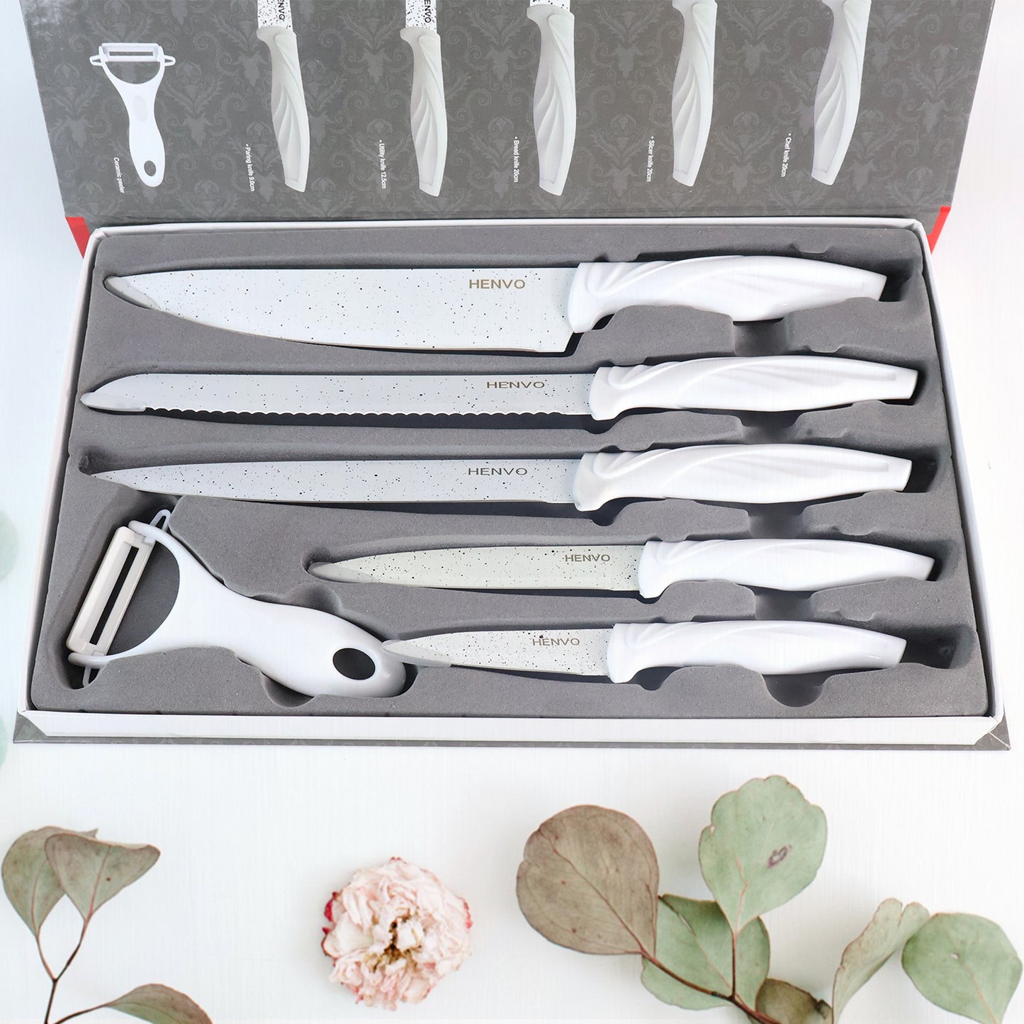 Marble Coated Stainless Steel Kitchen Knife Set (6 Pc) - Happy Price - Image 2