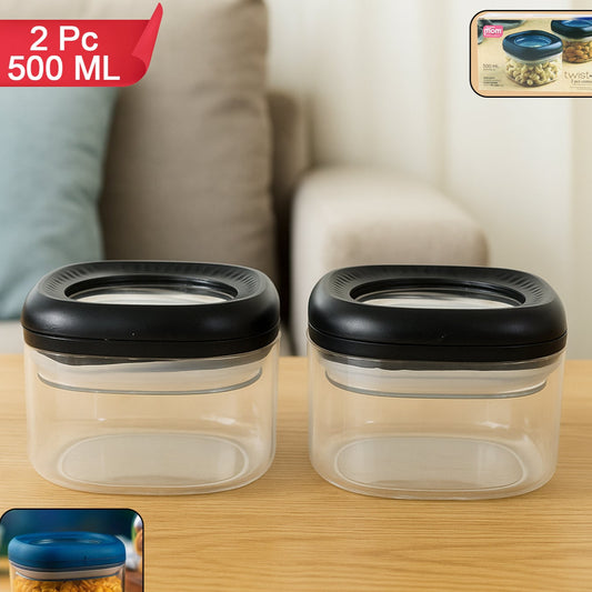 HappyPrice 500ml Plastic Storage Containers with Airtight Twist Lids - Set of 2 - Happy Price - Image 1