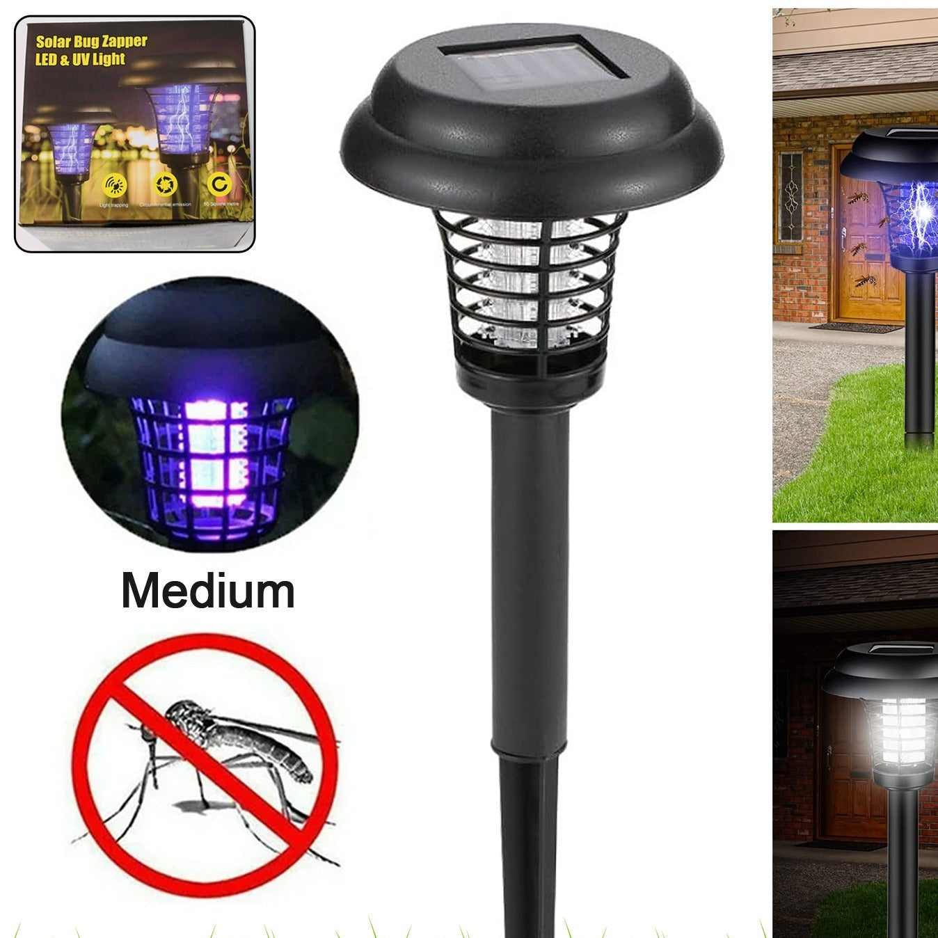 Medium Garden Solar Powered Led Mosquito Trap  Bug Zapper (1 Pc) - Happy Price - Image 1