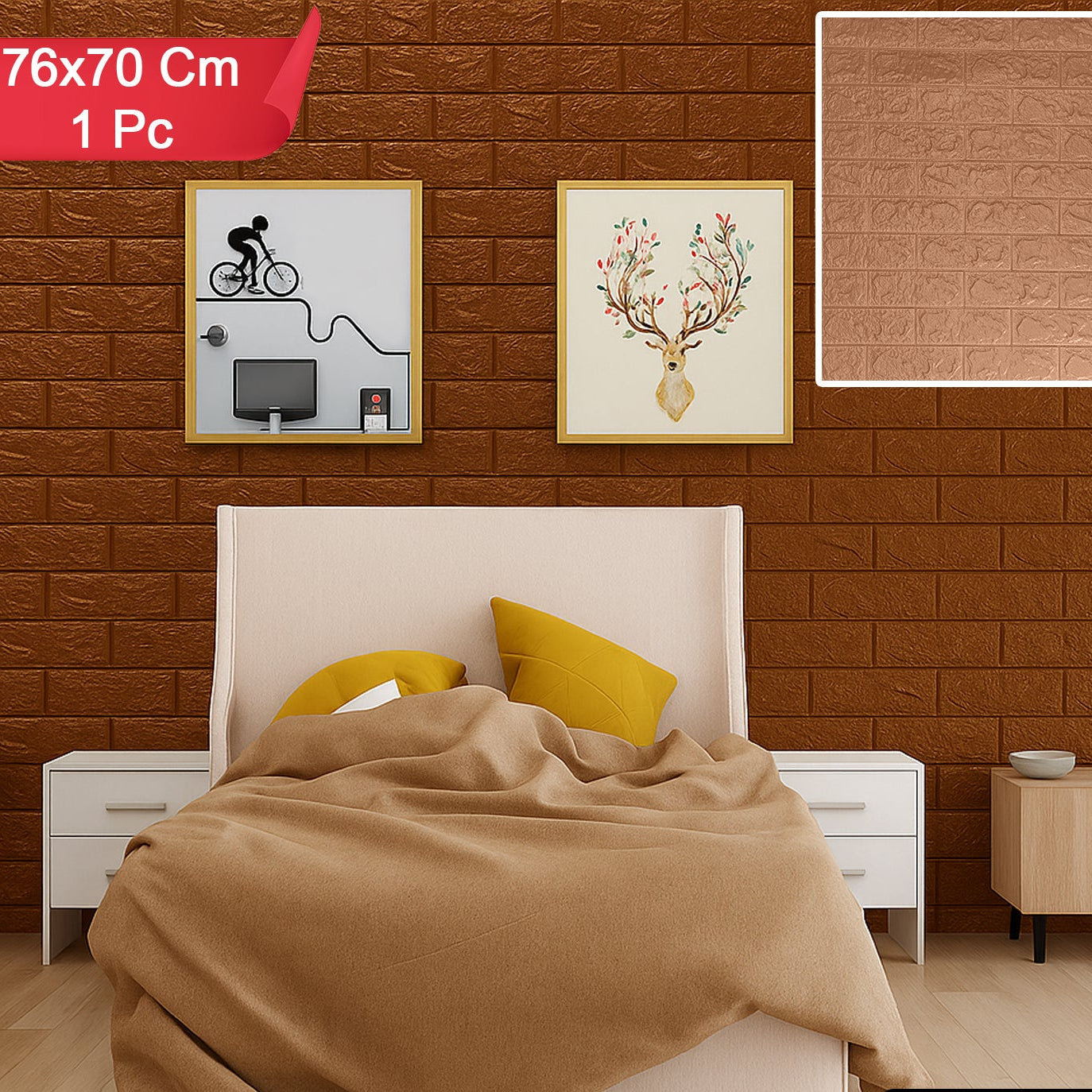 3D Foam Wall Panels Sticker - Waterproof & Self-Adhesive (76 X 70 Cm, 1 Pc) - Happy Price - Image 1