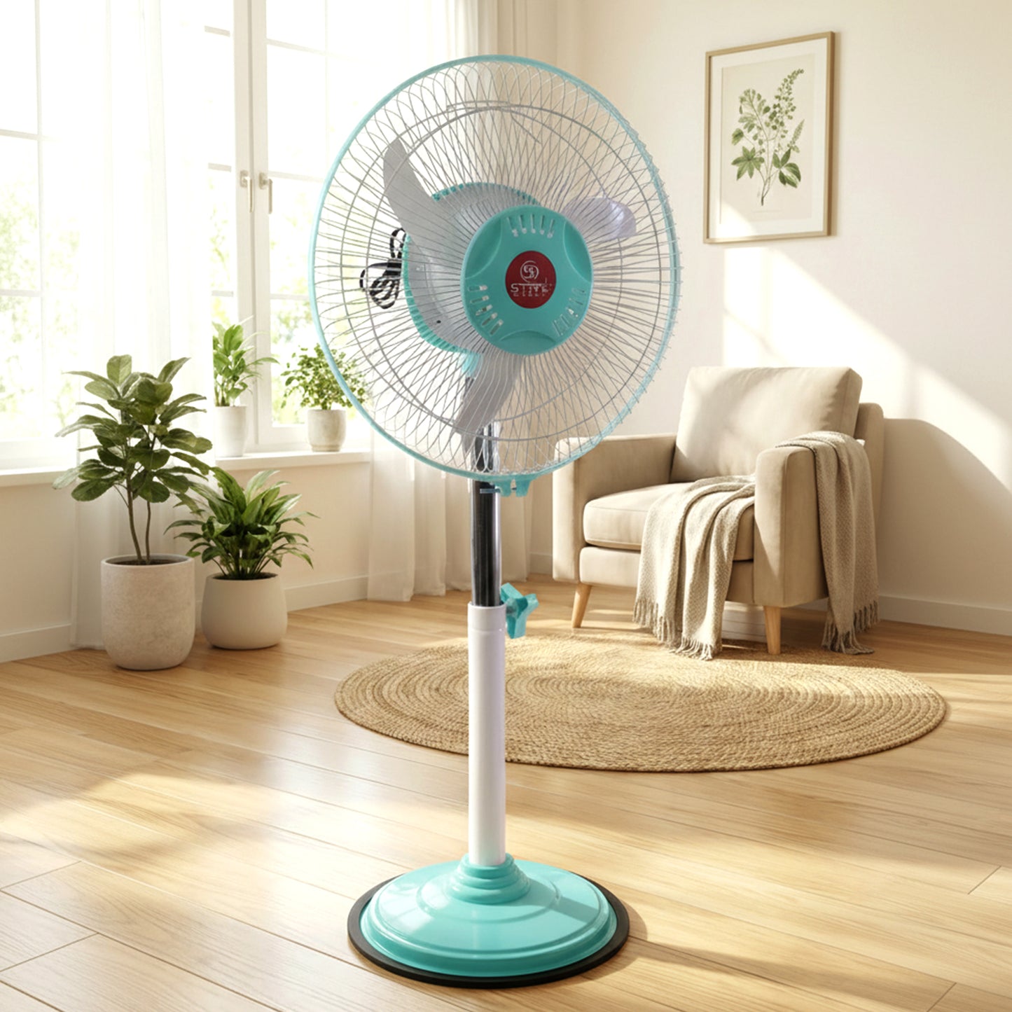 12V DC Hybrid Pedestal Fan with IEC C13 Cable - Adjustable Stand Fan for Home & Office - Happy Price - Image 2