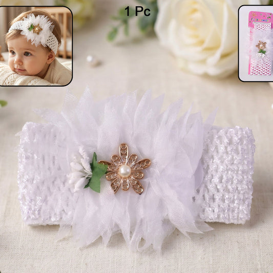 Cute Soft Elastic Floral Baby Headband Stylish Stretchable Hair Band (1 Pc)