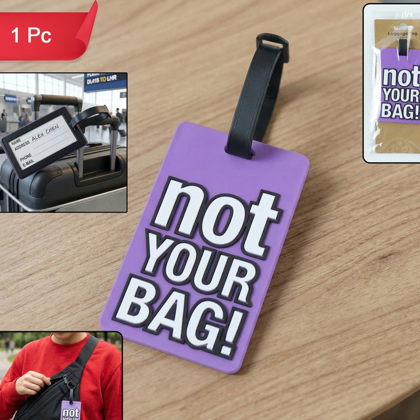 Travel Identification Luggage Bag Tag With Bold Not Your Bag (1 Pc)