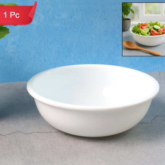6 Inch White Plastic Serving Bowl - Deep Round Design (1 Pc) - Happy Price - Image 1