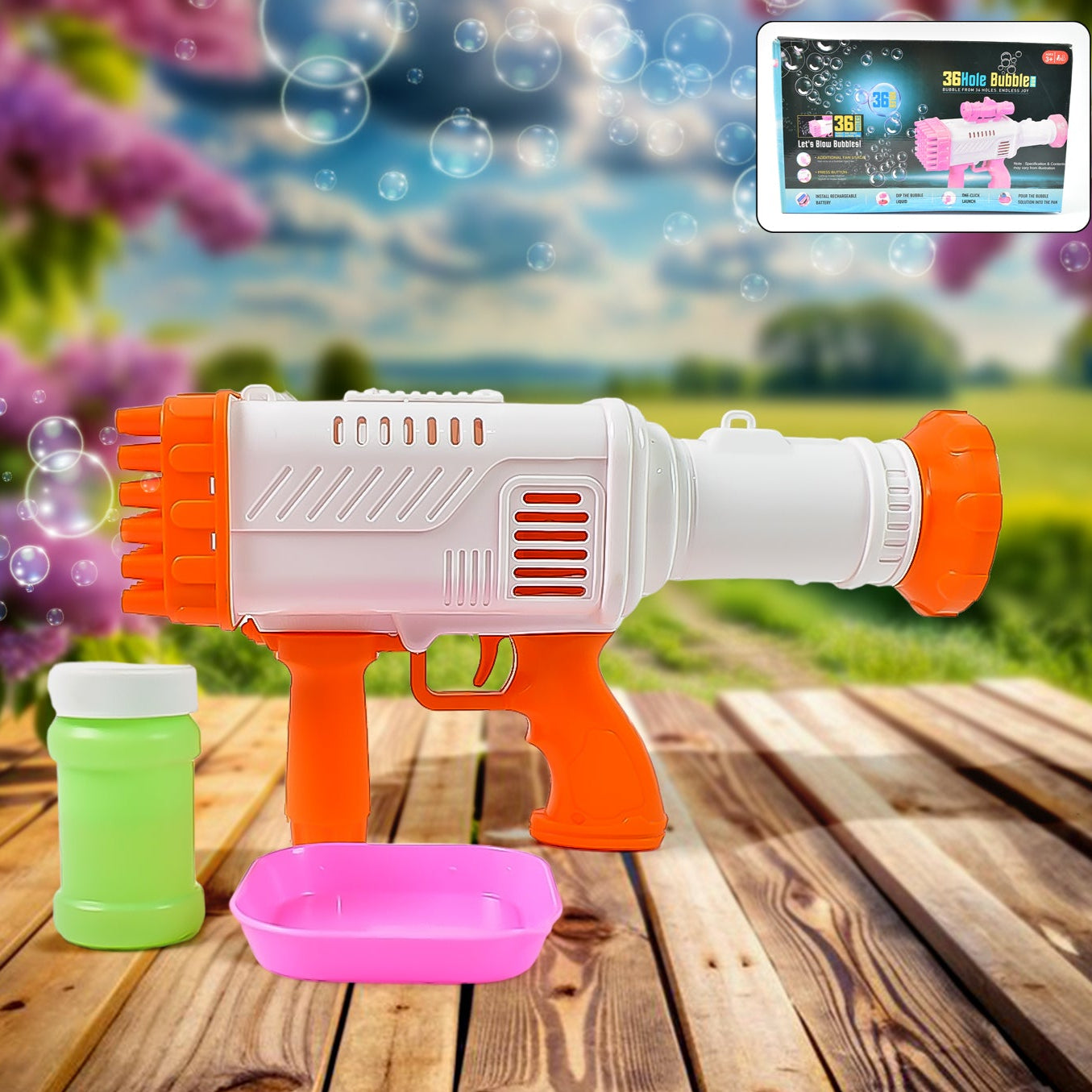 36 Holes Big Rechargeable Powerful Machine Bubble Gun Toys (1 Set) - Happy Price - Image 1