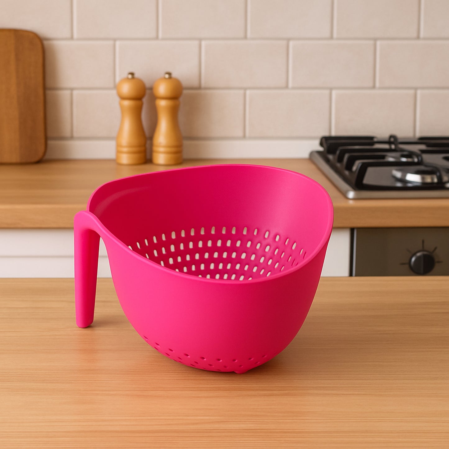 Premium Triangular Kitchen Colander with Handle - 1 Pc Strainer Bowl for Fruits, Vegetables & Rice - Happy Price - Image 3