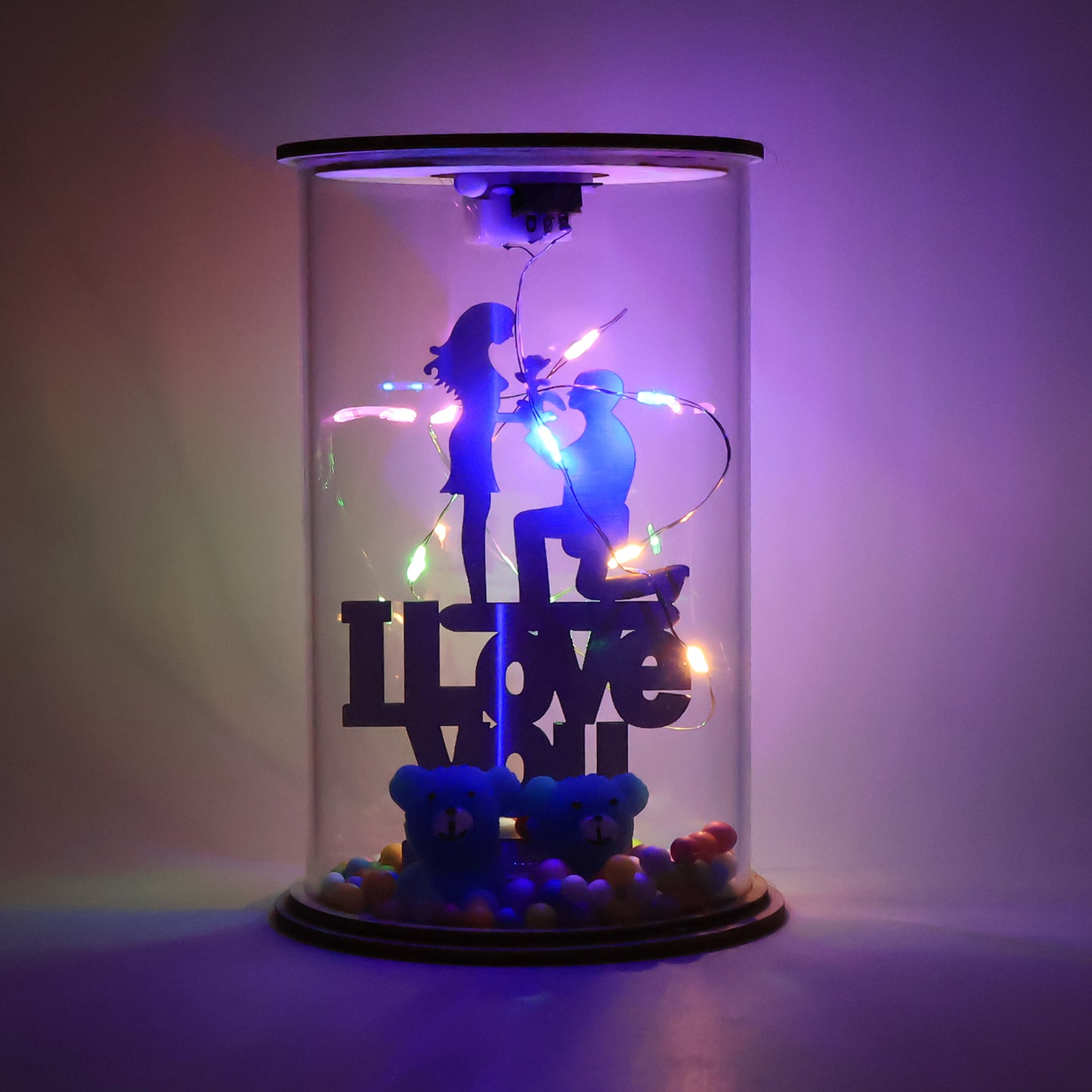 Love You LED Showpiece with Bear & Colorful Lights (1 Pc) - Happy Price - Image 4