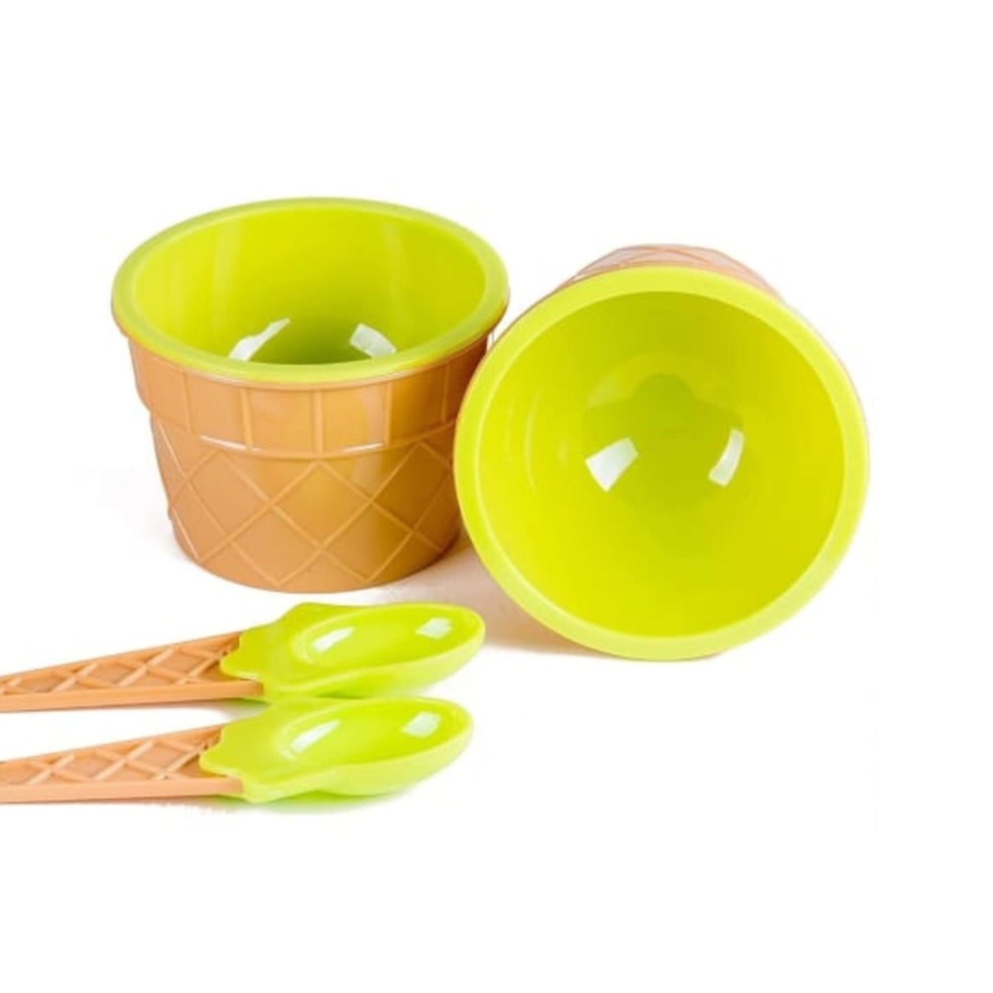 Ice-cream Waffle Spoon Bowel Cup Set  Premium Ice Cream Set  Ice-cream Bowel With Spoon 2pc Couple Bowl Set - Happy Price - Image 2