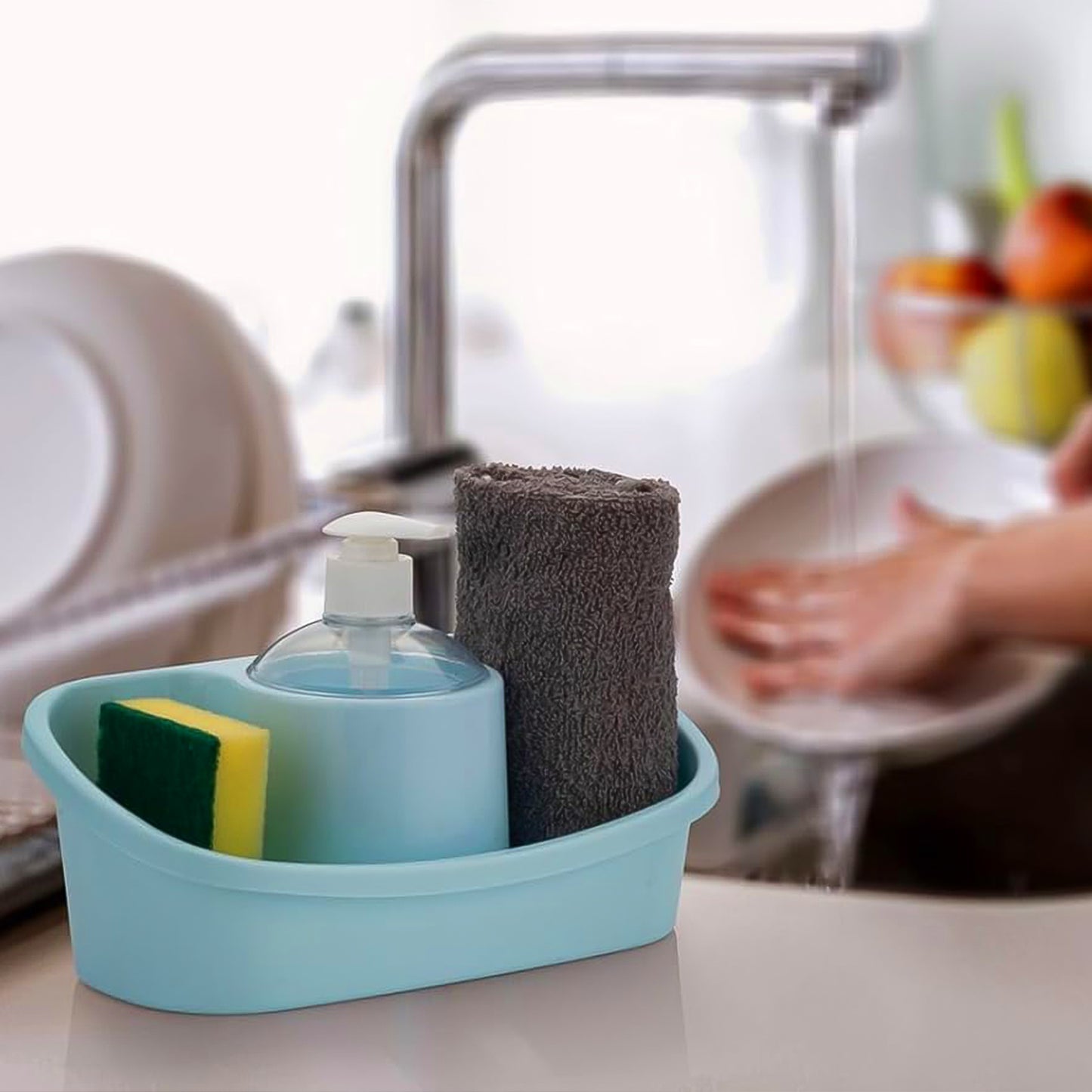 3 In 1 Hand Wash Liquid Soap Dispenser With Sponge Holder (1 Set) - Happy Price - Image 3