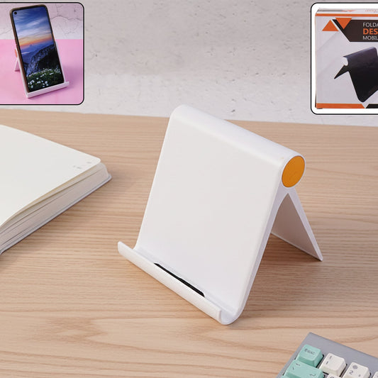 White Foldable Plastic Mobile Stand for Desktops (1 Pc) - Happy Price - Image 1