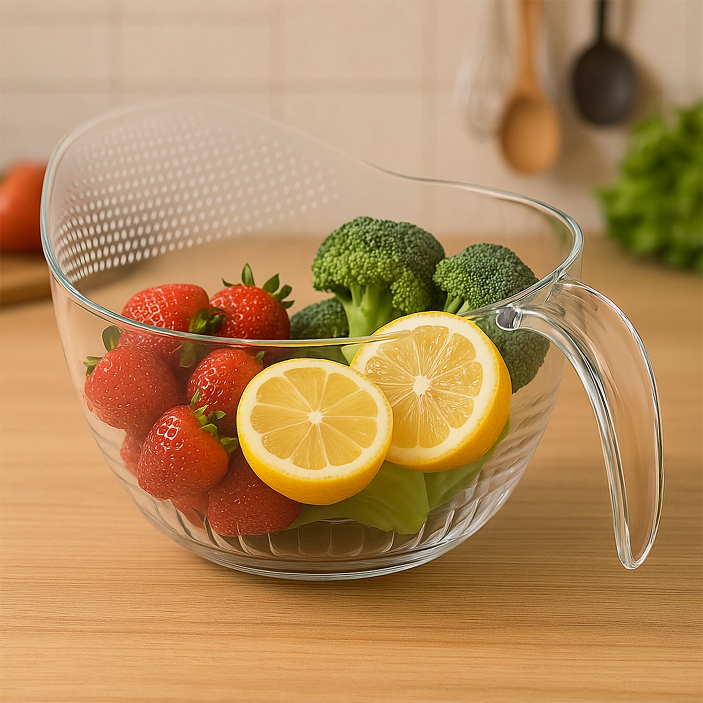 Supermom Multipurpose Transparent Plastic Bowl  Basket With Handle (1 Pc) - Happy Price - Image 3