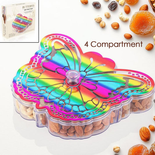 Butterfly Shape 4 Compartment Multipurpose Box  Dry Fruit Box (1 Pc) - Happy Price - Image 1
