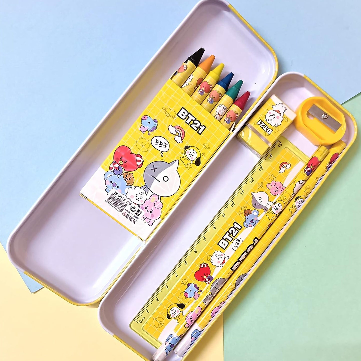 Stationery Kit For Kids - Stationery Set Includes Metal Pencil Box Sharpener Pencil And Eraser Set School Supply Set Birthday Return Gift For Kids Boys Girls (12 Pc Set) - Happy Price - Image 5