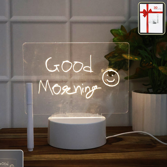 LED Acrylic Message Board Night Lamp with Erasable Marker - USB Powered - Happy Price - Image 1