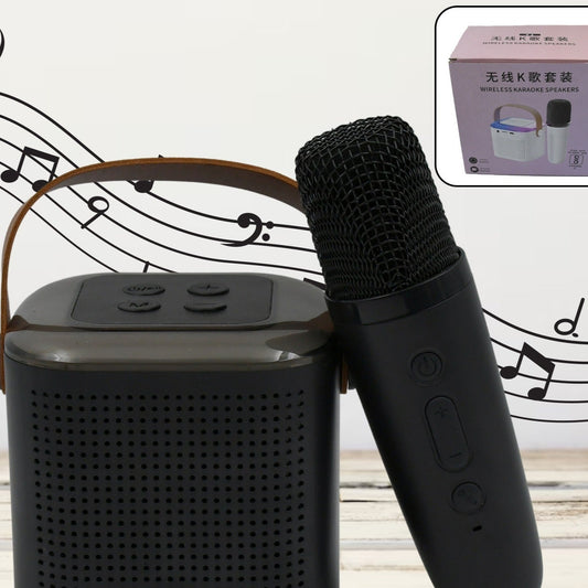 Wireless Speaker Microphone Set Rgb Light Support Memory Card Portablekaraoke Machine Perfect  For Travel Tv - Happy Price - Image 1