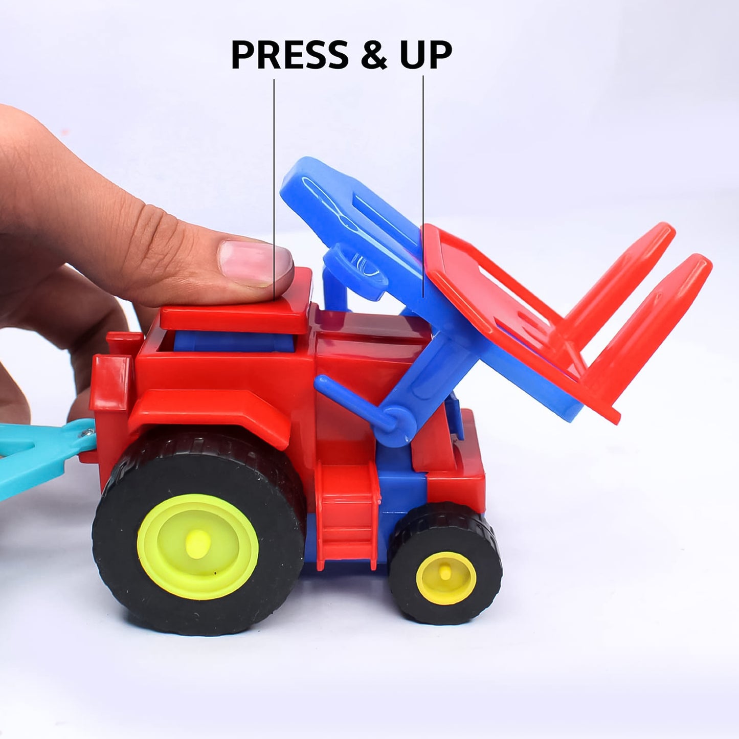 Plastic Tractor Toy Friction Powered Tractor With Bricks Trolley (1 Pc) - Happy Price - Image 2