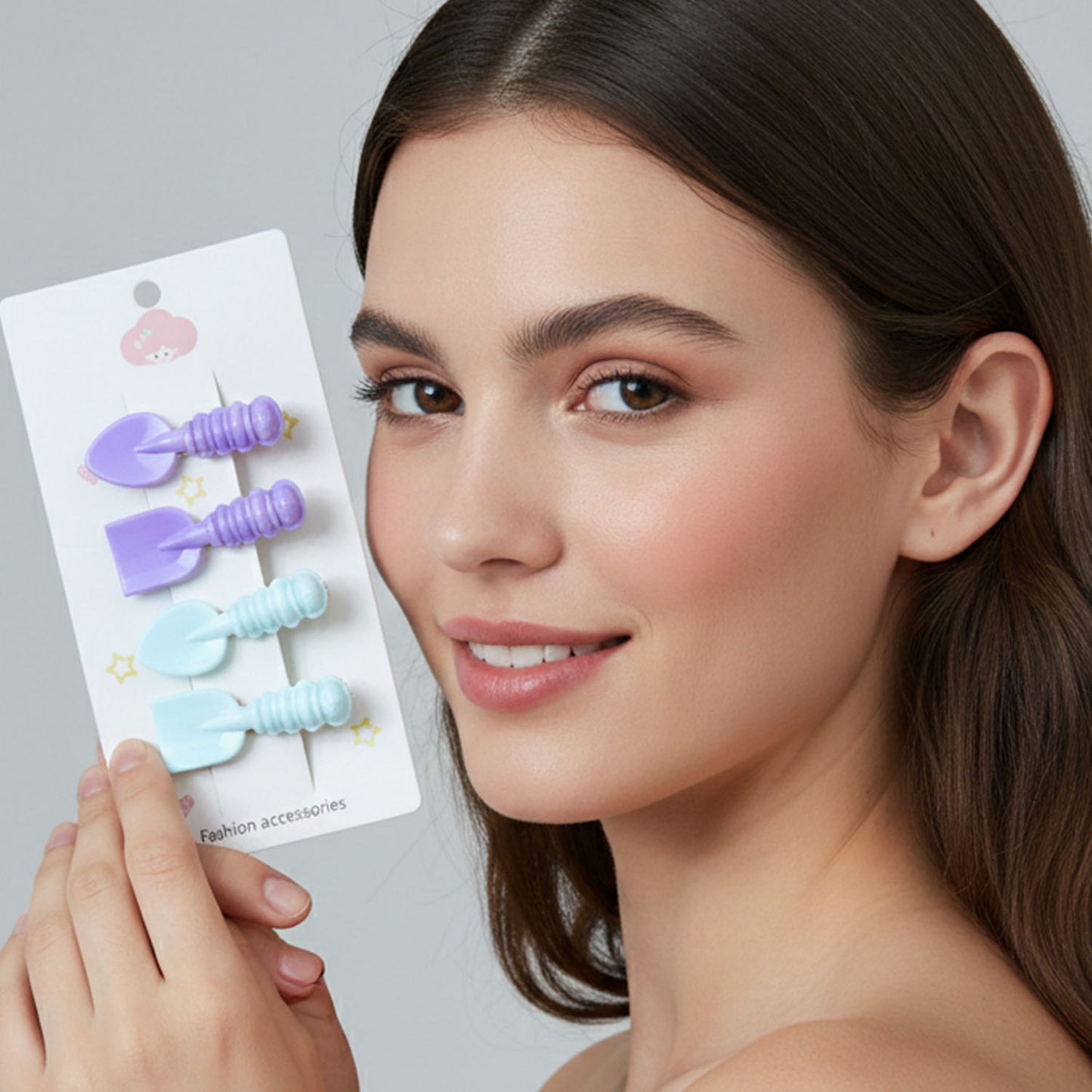Cute Spoon & Spatula Shape Hair Clips - 4 Pc Set for Girls - Happy Price - Image 3