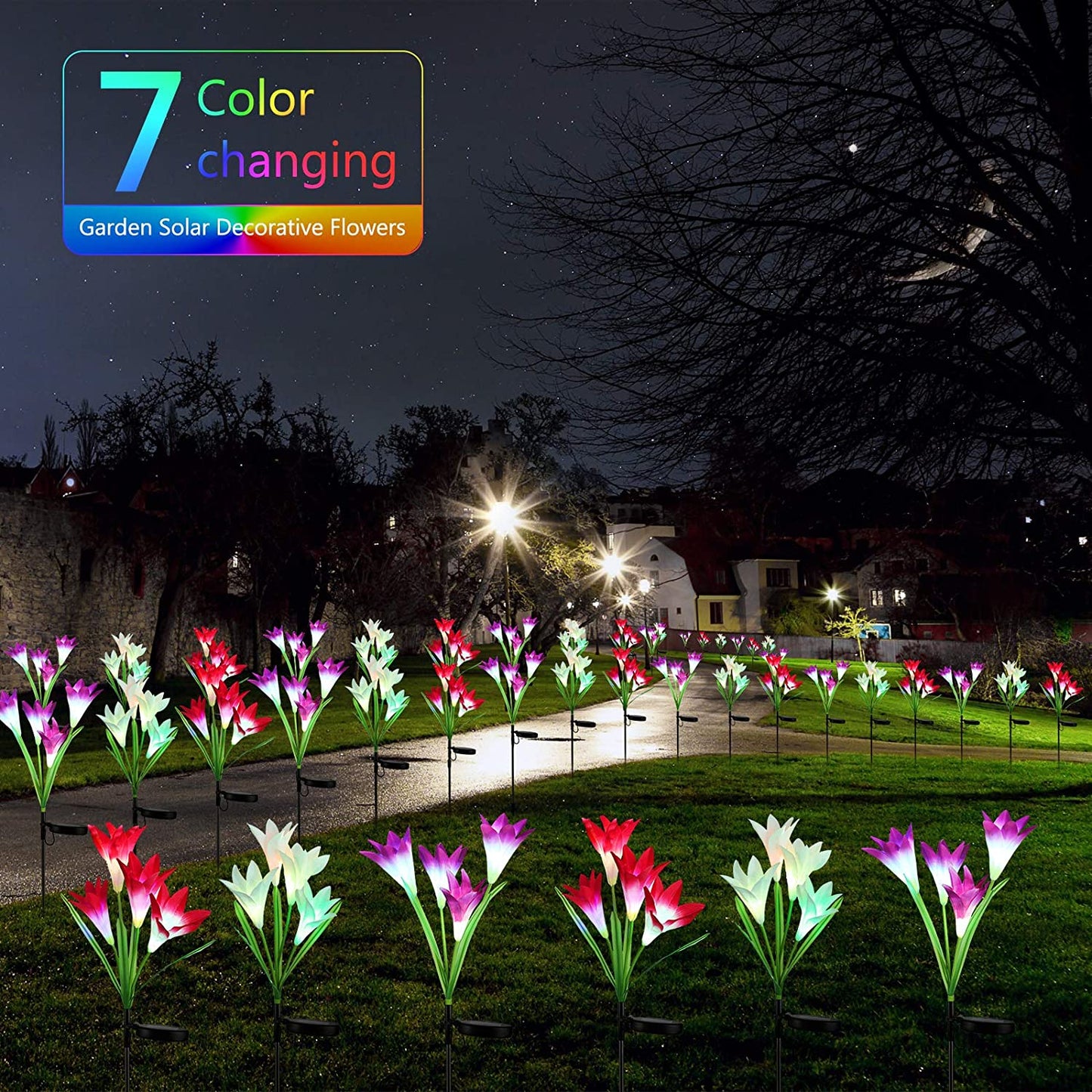 Waterproof Solar Lily Flower Stake Lights - Set of 2 Pcs - Happy Price - Image 4