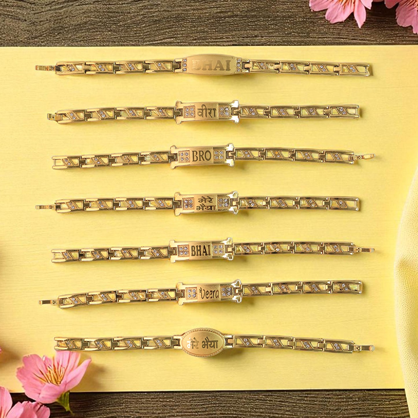 Metal Rakhi Bracelet For Brother Chain Rakhi With Wording (Mix Design 1 Pc) - Happy Price - Image 6