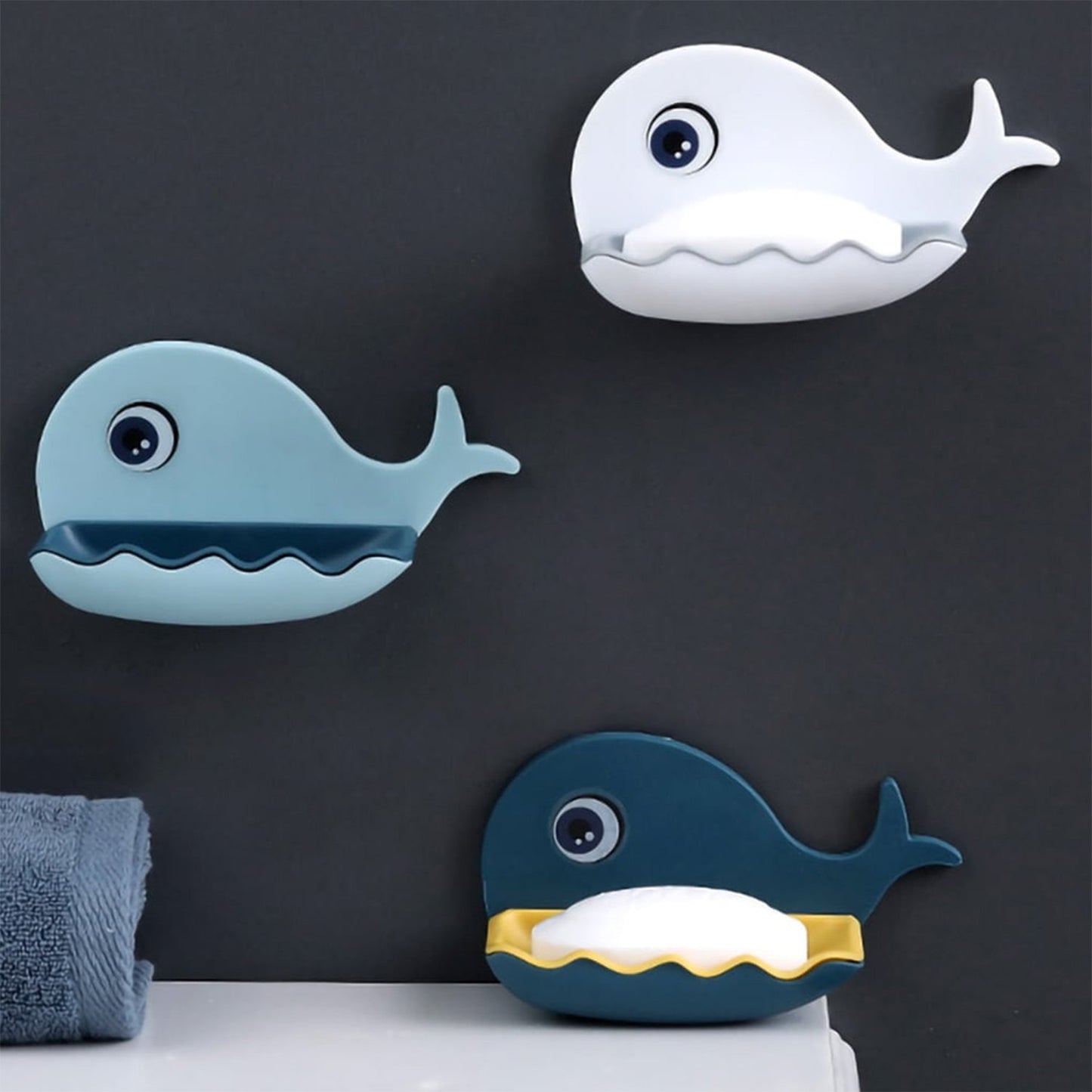 Fish Shape Soap Dish Adhesive Waterproof Wall Mounted Bar Soap Dish Holder  (Pack Of 2pc) - Happy Price - Image 2