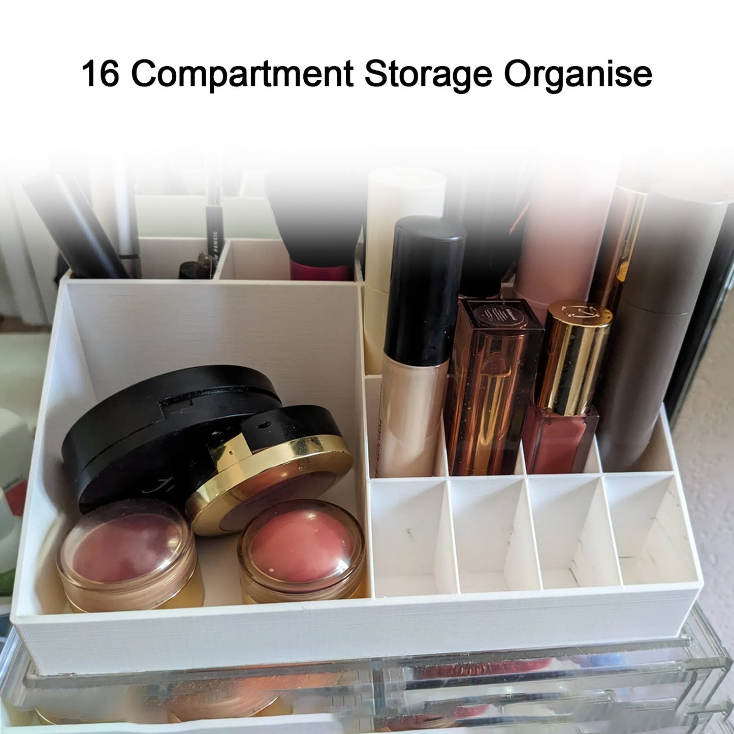 Makeup Organiser Cosmetic Makeup Lipstick Storage Box With Drawer Plastic Case Holder Skin Care Products (1 Pc) - Happy Price - Image 3