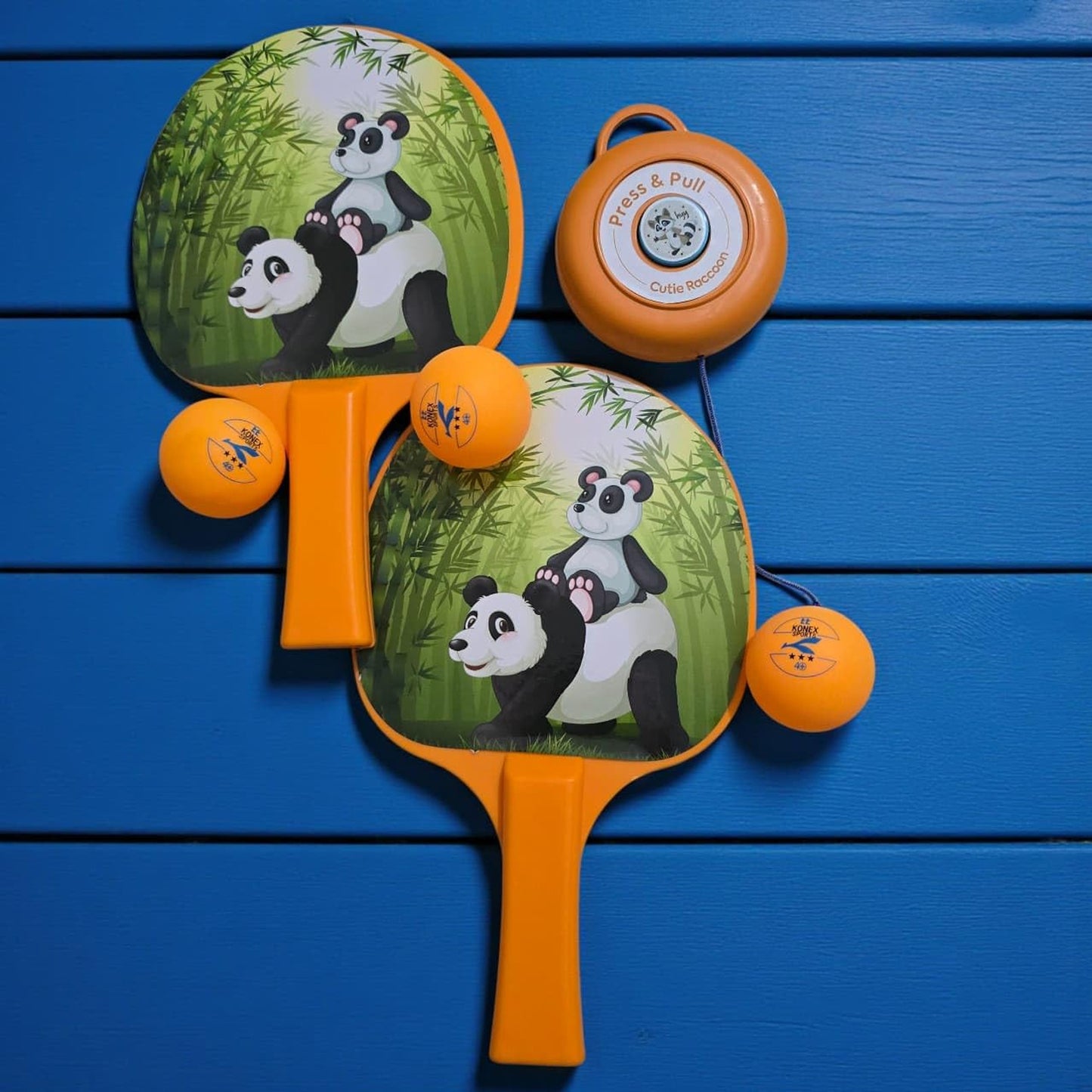 Indoor Ping Pong Trainer Set with 2 Paddles & 3 Balls - Panda Design (1 Set) - Happy Price - Image 7