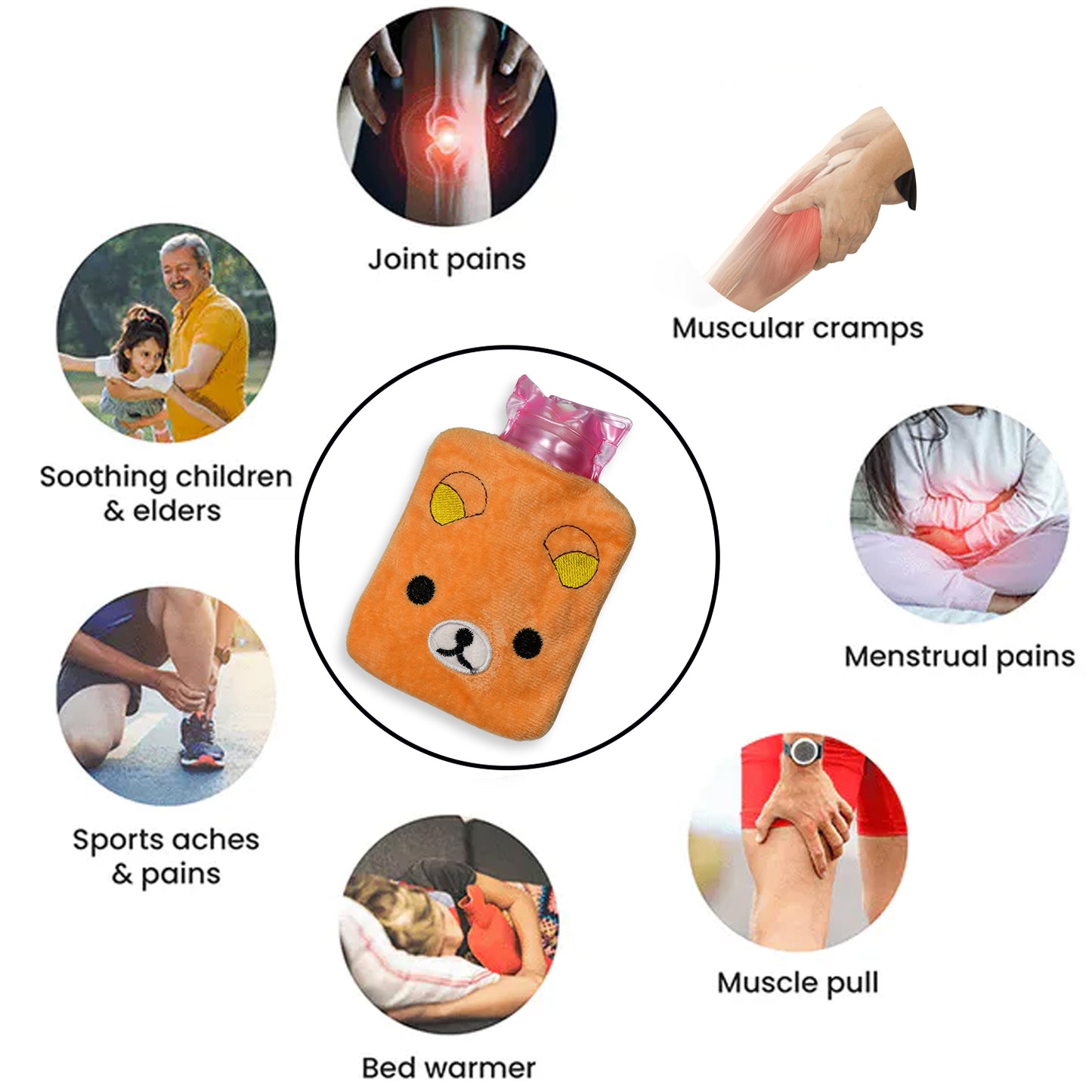 Orange Panda Small Hot Water Bag With Cover For Pain Relief Neck Shoulder Pain And Hand Feet Warmer Menstrual Cramps. - Happy Price - Image 3