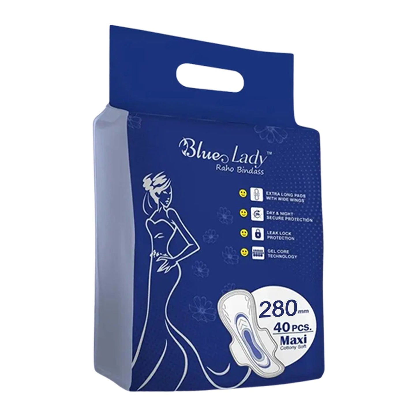 Blue Lady Extra Long Pads With Wides Wings Sanitary Pads  280 Mm 40-pack - Happy Price - Image 3