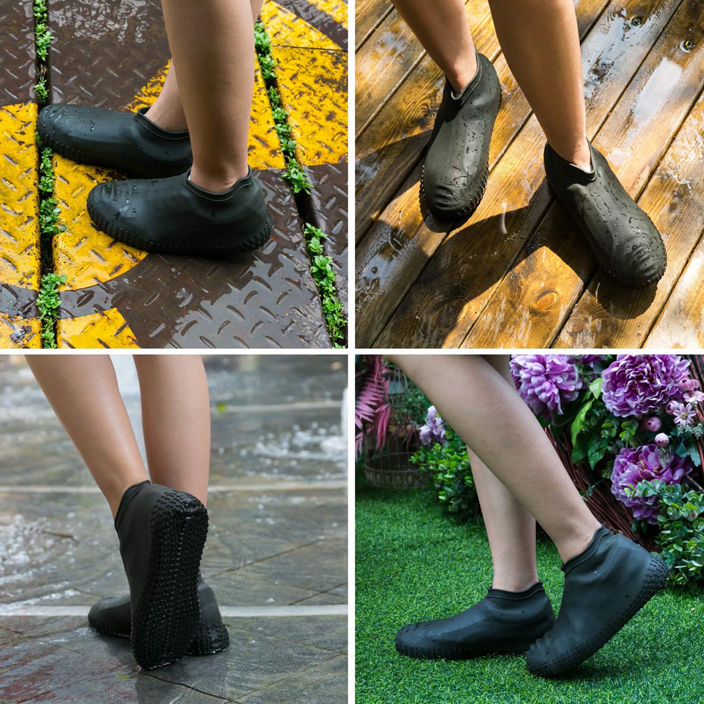 Non-slip Silicone Rain Reusable Anti Skid Waterproof Fordable Boot Shoe Cover ( Large ) - Happy Price - Image 3