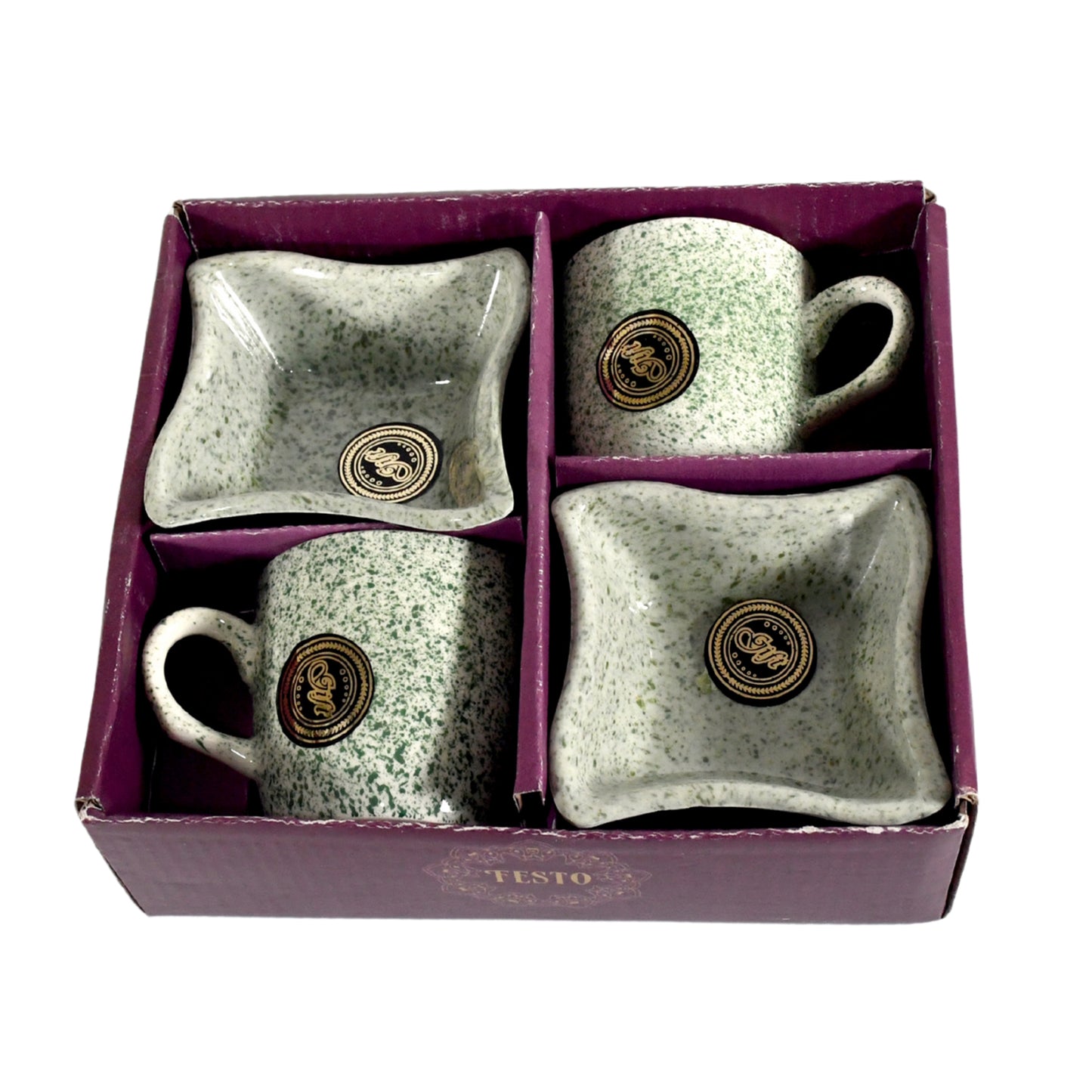 Festo Ceramic Tea  Cups  Mug Set Including Snacks  Serving Bowl Milk Cup Coffee Cup Tea Cup Breakfast Cup Drinking Mug Or Outdoor For Household Gift For Birthday Wedding Party (4 Pcs Set) - Happy Price - Image 4