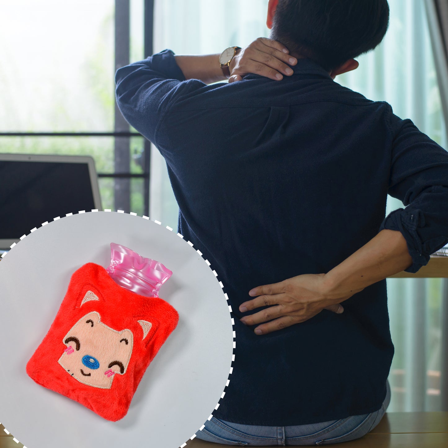Small Pink Hot Water Bag with Soft Cover for Pain Relief - Happy Price - Image 5