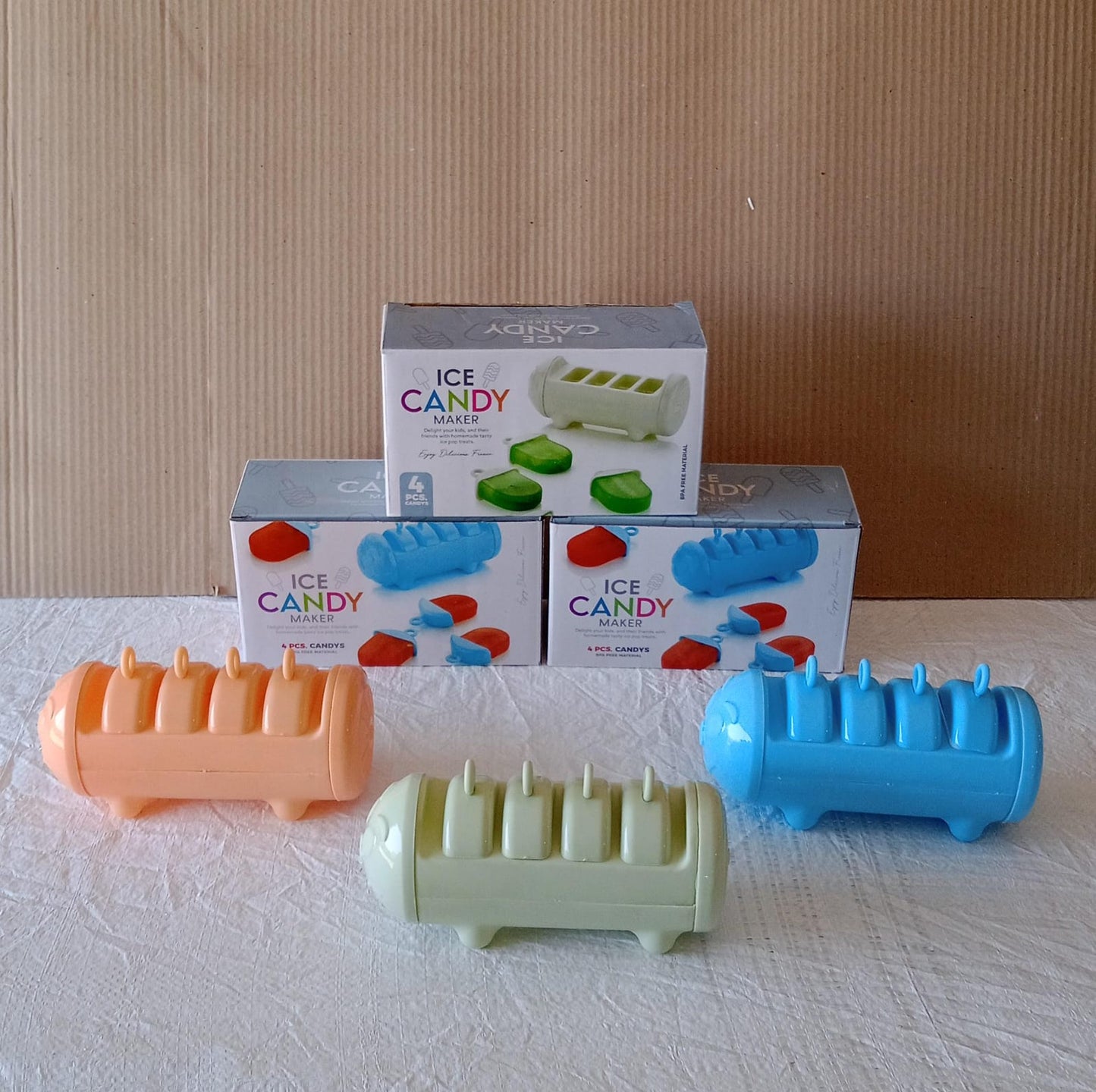Cartoon Shape Mold Ice Candy Popsicle Mold Ice Plastic Ice Candy Maker Kulfi Maker Molds Set With 4 Cups (1 Pc  Multicolor) - Happy Price - Image 7