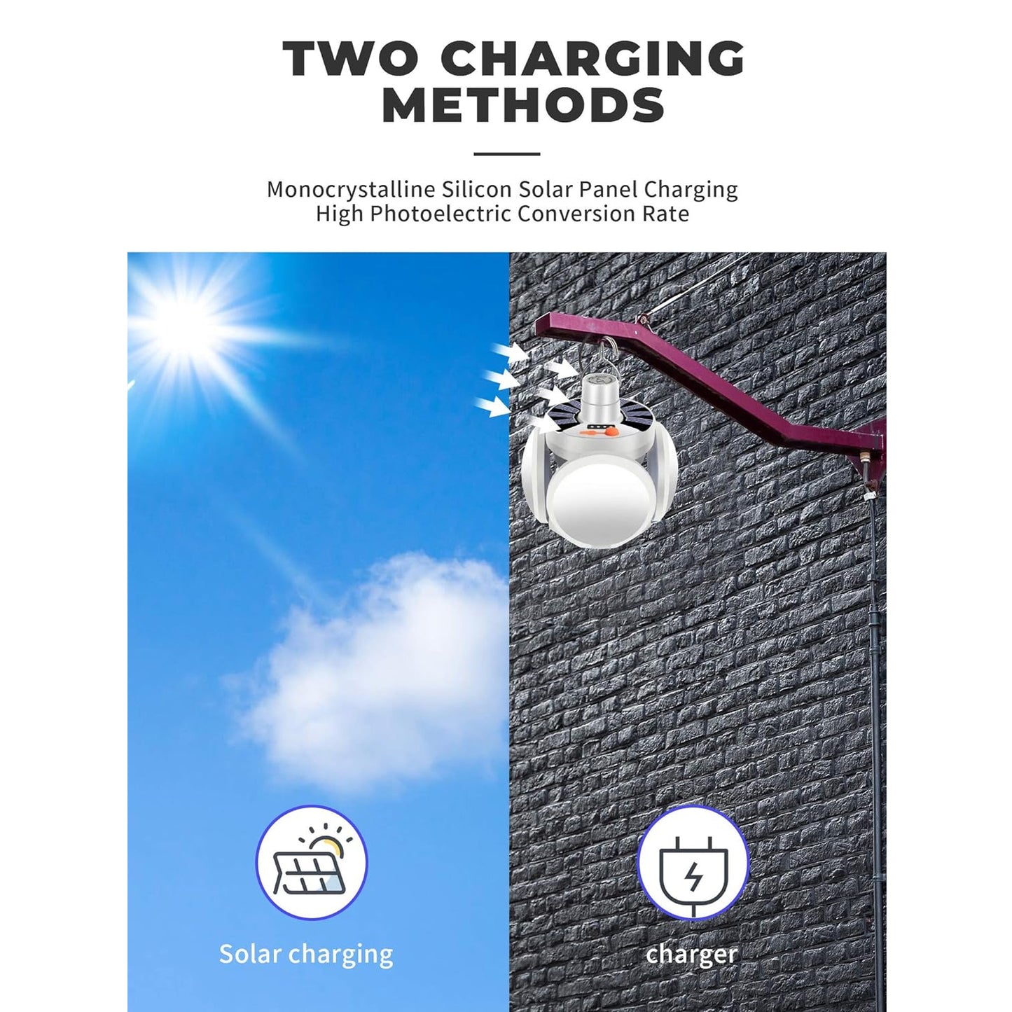 Solar Multi-functional Emergency Led Light Bulb With Usb Charging Led Camping Lamp Camping Lamp Usb Rechargeable 5 Brightness Light Modes Foldable Camping Light Sos Ip65 Waterproof Camping Light Blackout Emergency Equipment Camping Gadgets - Happy Price - Image 7