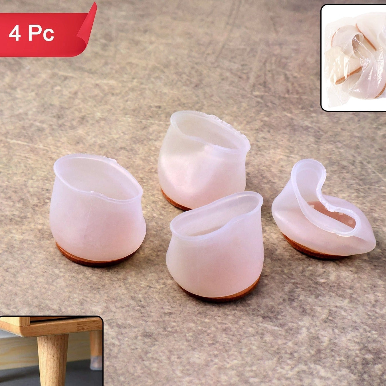 Silicone Furniture Leg Protectors - 4 Pc Set, Mixed Colours - Happy Price - Image 1