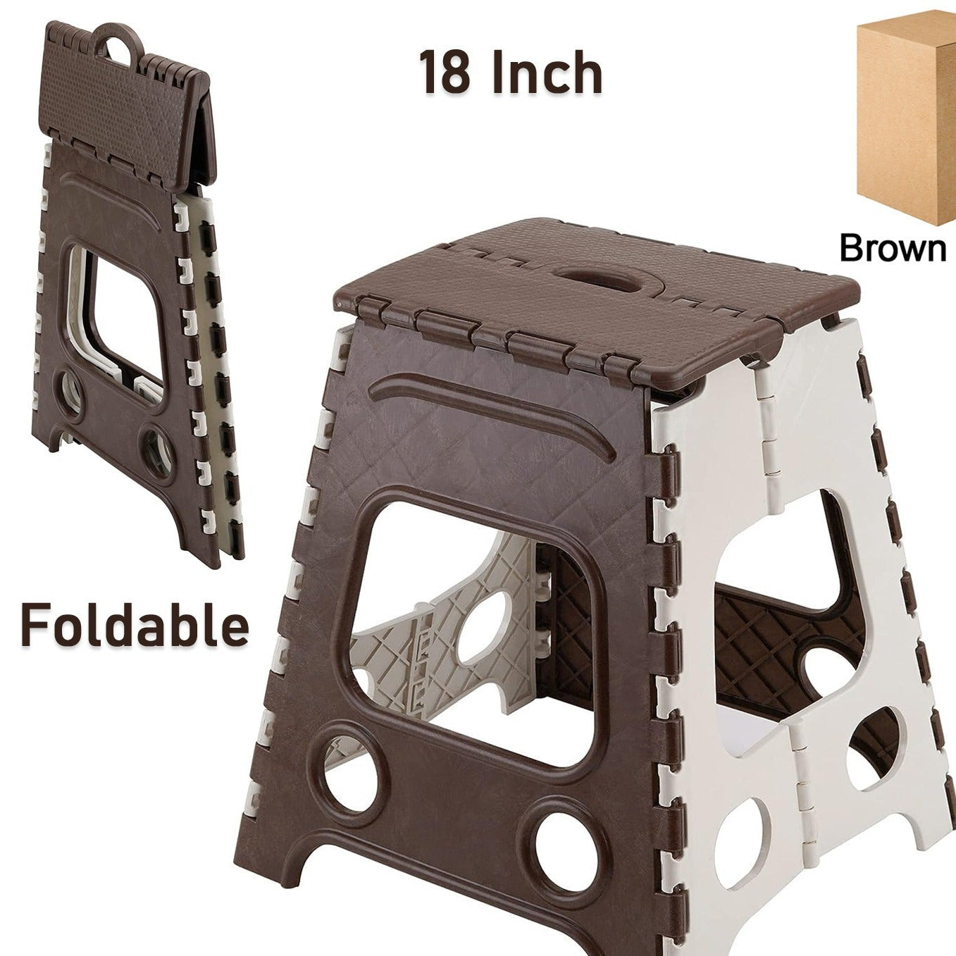 18 Inch Foldable Step Stool - Compact & Portable with Non-Slip Surface - Supports 95 Kg - Happy Price - Image 1