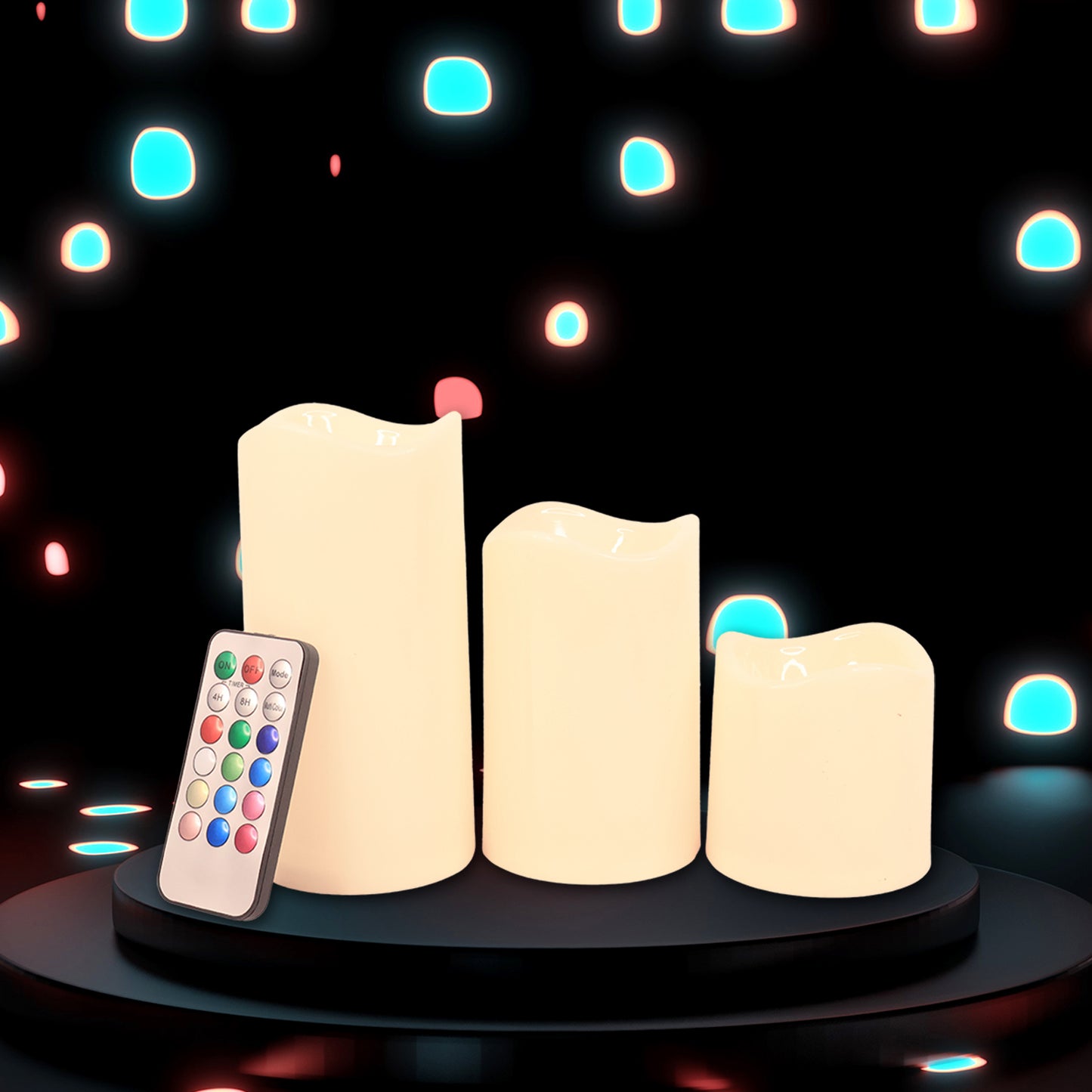 3 Piece LED Flameless Candle Set with Remote Control - Multicolor Ambiance Lights - Happy Price - Image 4