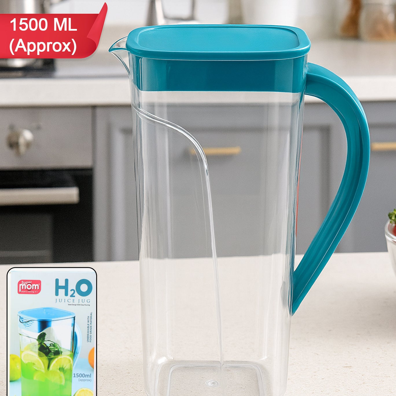 1500ml Plastic Juice and Water Jug with Secure Lid and Easy Grip Handle - Happy Price - Image 1